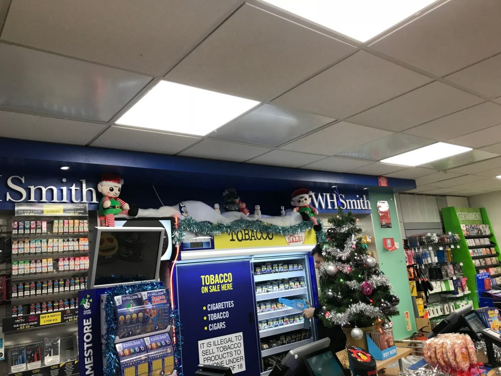 Herschel Select ceiling grid heaters in as store: WH Smith