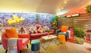 Calentadores de Manhattan en el bar Secret Garden