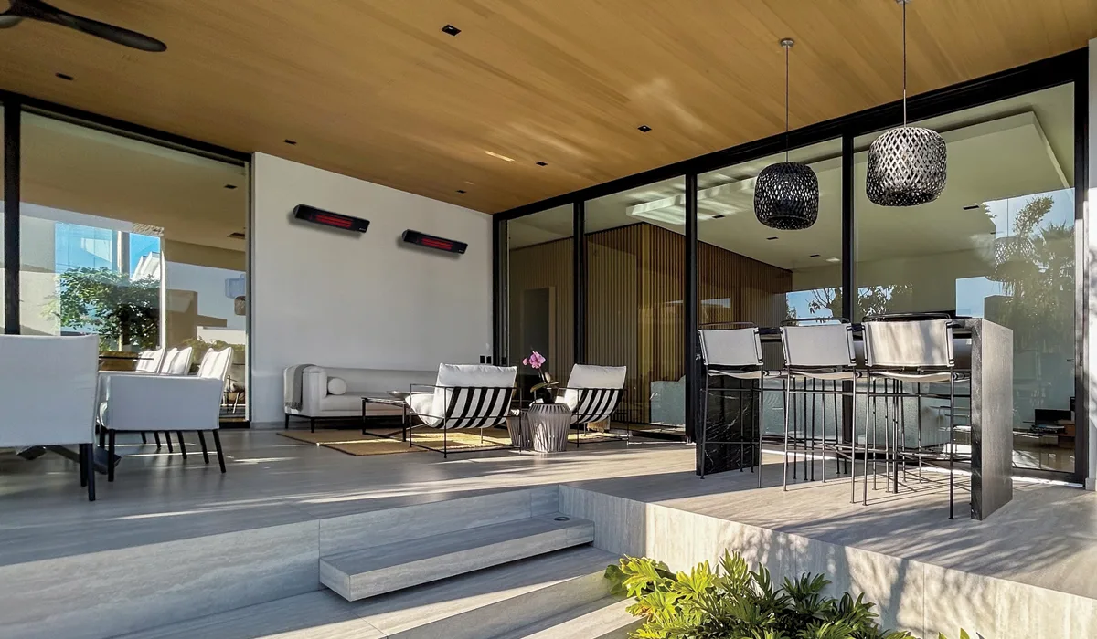 Calentador eléctrico de cristal para patio