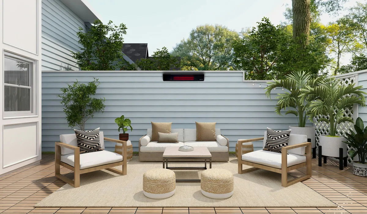 Calentador eléctrico de cristal para patio