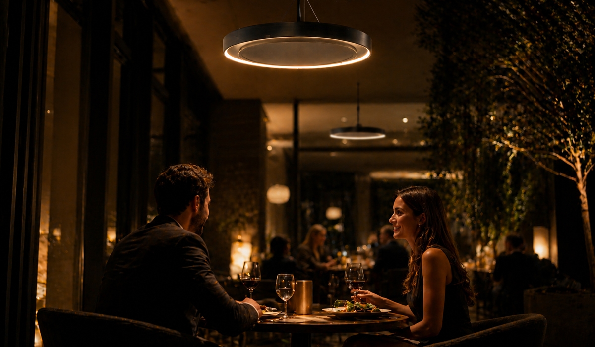 Cena para parejas en restaurante interior de Ibiza