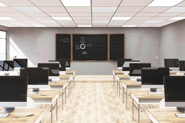 Paneles calefactores de techo Herschel para aulas